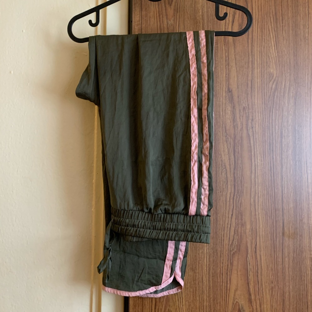 Pinks me green silk track pants